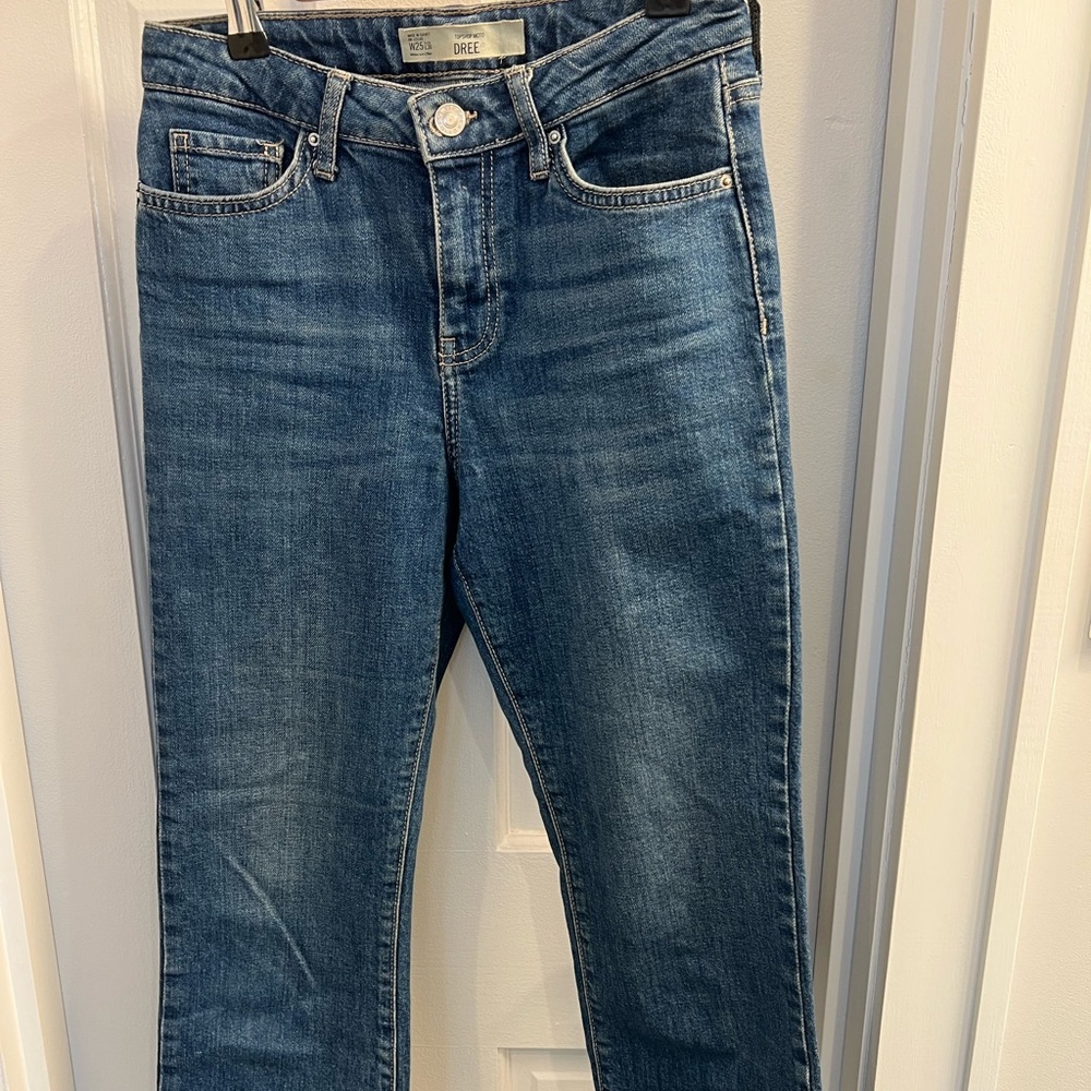 TopShop Moto Dree raw hem cropped kick flare jeans